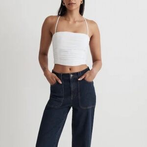 Madewell Poplin Crop Tube Top Size 12 Color White Style #NL058